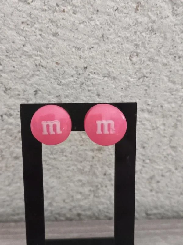 Paire De Boucles D'Oreilles Clou "M&M's" Rose